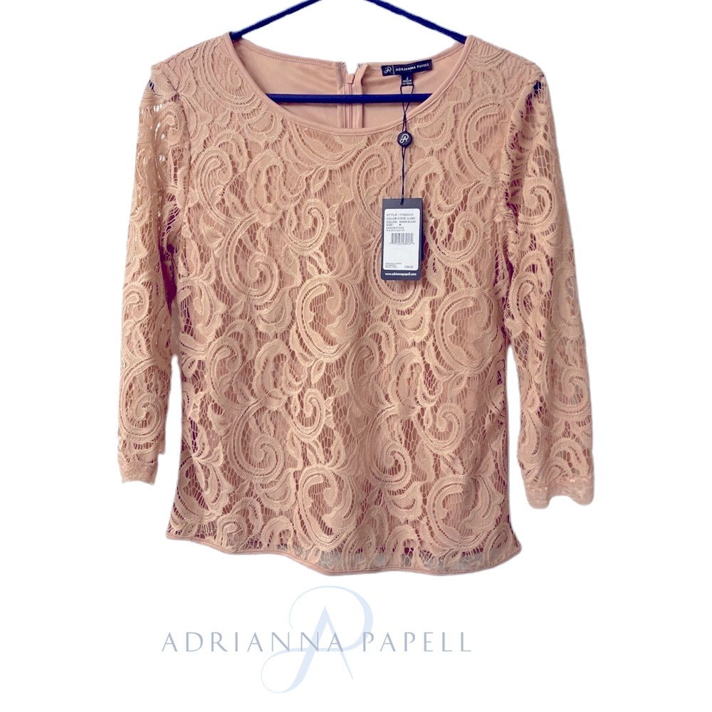 NWT Adrianna Papell Lace 3/4 Sleeve Top